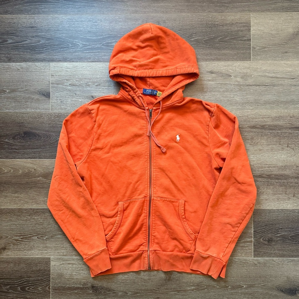 Polo by Ralph Lauren orange zip up hoodie